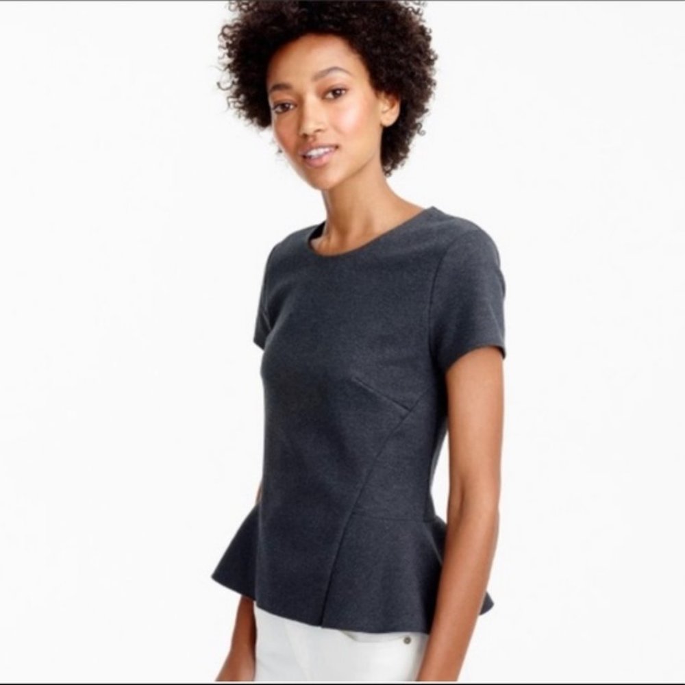 J CREW Structured Knit Peplum Top - SMALL